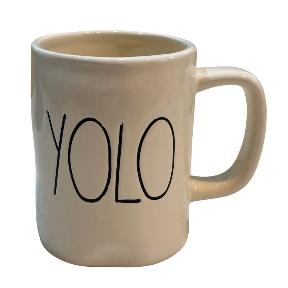 Off White‎ Cream with Black YOLO Coffee or Tea Mug by Magenta